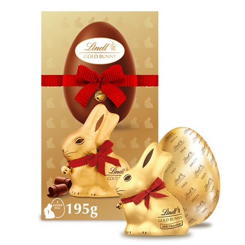 Lindt Lindor Gold Bunny And Milk Chocolate Easter Egg 195G - Premium Quality